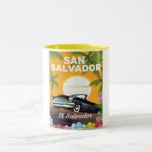 San Salvador Vintage reisposter Tweekleurige Koffiemok