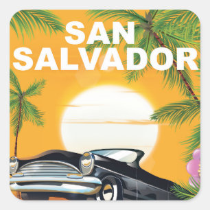 San Salvador Vintage reisposter Vierkante Sticker