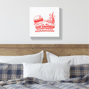San Salvario Fassona Burger - Retro 30s Cartoon Canvas Afdruk