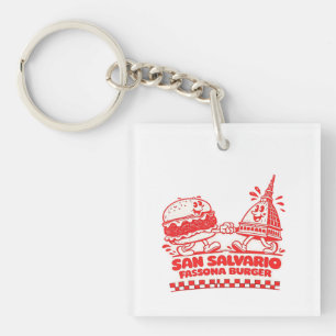 San Salvario Fassona Burger - Retro 30s Cartoon Sleutelhanger