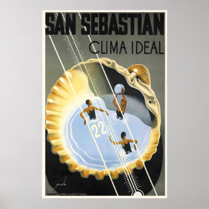 San Sebastian Ideaal Klimaat Spanje Vintage Reis Poster