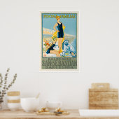 San Sebastian Kunst Retro Barcelona Reisposter Poster (Keuken)