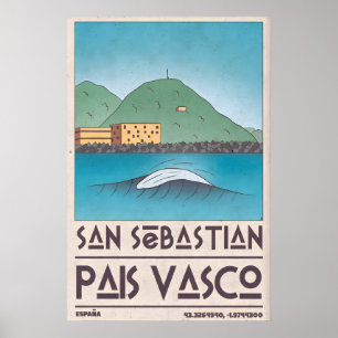 San Sebastian Kunstprint Krullende Golf, Mid Centu Poster