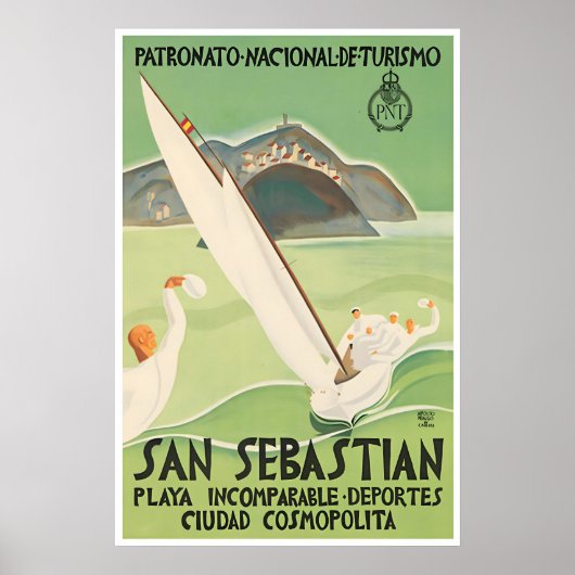 San Sebastian Poster Vintage Spanje Reis Kunst (Voorkant)