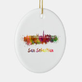 San Sebastian skyline in waterverf Keramisch Ornament (Rechts)