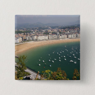 San Sebastian, Spanje. De Baskische stad San Vierkante Button 5,1 Cm
