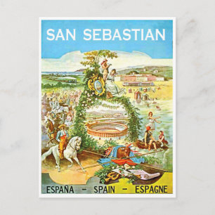 San Sebastian, Spanje, vintage kunst, reizen Briefkaart