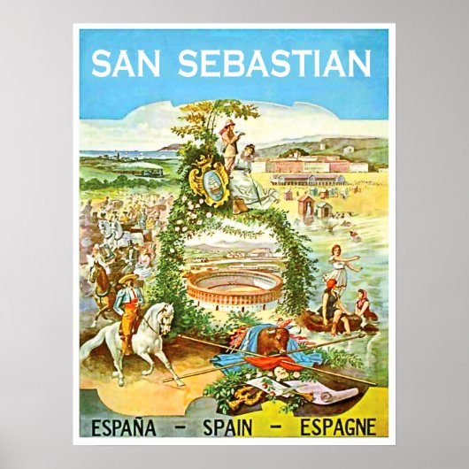 San Sebastian, Spanje, vintage kunst, reizen Poster (Voorkant)