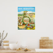 San Sebastian, Spanje, vintage kunst, reizen Poster (Keuken)