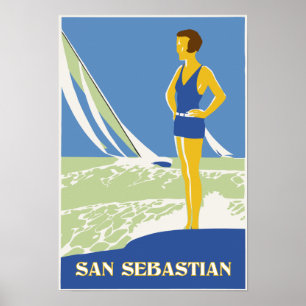 San Sebastian, vectorart retro is klein Poster