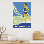 San Sebastian, vectorart retro-reizen Poster (Keuken)