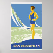 San Sebastian, vectorart retro-reizen Poster (Voorkant)