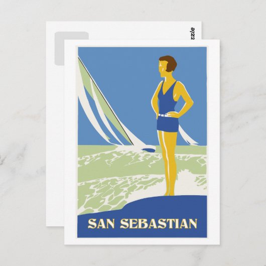 San Sebastian, vectorkunst retro reis Briefkaart (Voorkant / Achterkant)