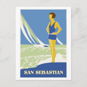 San Sebastian, vectorkunst retro reis Briefkaart