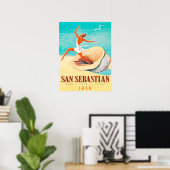 San Sebastian, vrouw komt uit een schelp Poster (Thuiskantoor)