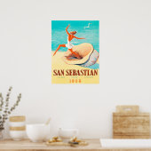 San Sebastian, vrouw komt uit een schelp Poster (Keuken)