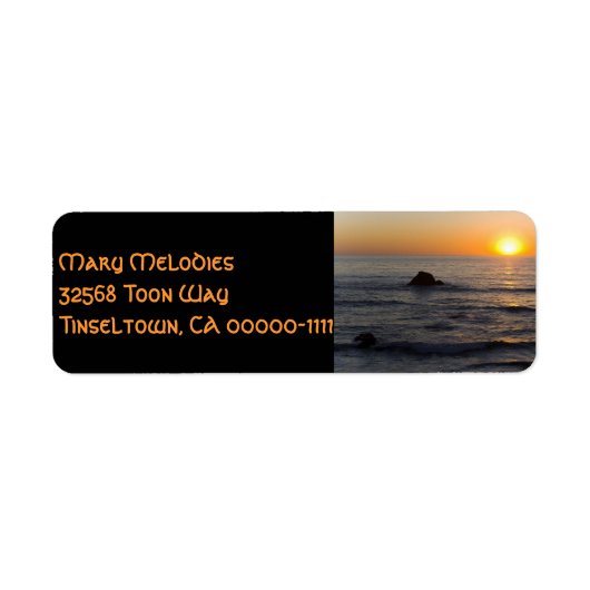 San Simeon Sunset Black 2-adreslabel Etiket (Voorkant)