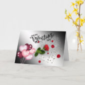  San Valentín con purpurina y rosas  Kaart (Gele Bloem)