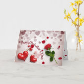 San Valentín con rosa y corazones Kaart (Gele Bloem)