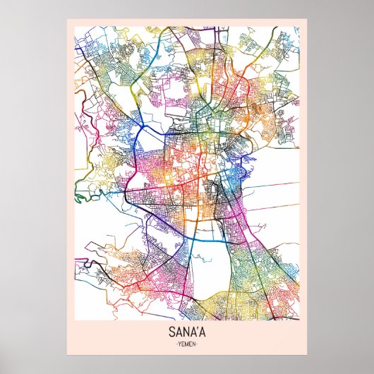 Sana'a Jemen Stadsplattegrond Poster (Voorkant)