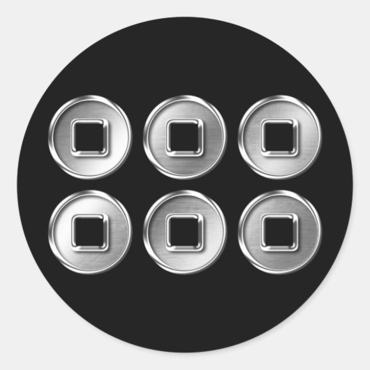 Sanada Clan Kamon Silver Chrome Ronde Sticker (Voorkant)