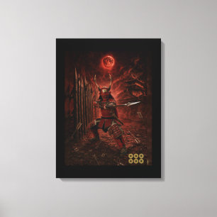 Sanada Yukimura Samurai Harnas Rode Maan Canvas Afdruk