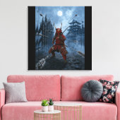 Sanada Yukimura Samurai Wapenrusting Blauwe Maan 2 Canvas Afdruk (Insitu (Woonkamer))