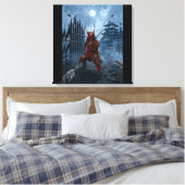 Sanada Yukimura Samurai Wapenrusting Blauwe Maan 2 Canvas Afdruk (Insitu (Slaapkamer))
