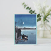 Sanbashi Bridge in Fukugawa in de nacht van Ukiyoe Briefkaart (Staand voorkant)