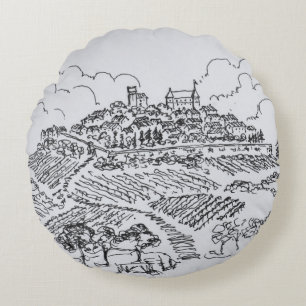 Sancerre Wijngaarden   Loire Vallei, Frankrijk Rond Kussen