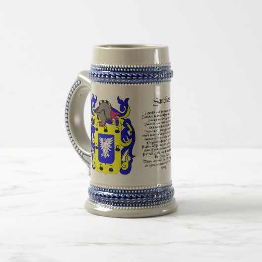 Sanchez Family Crest Stein Bierpul (Voorkant links)