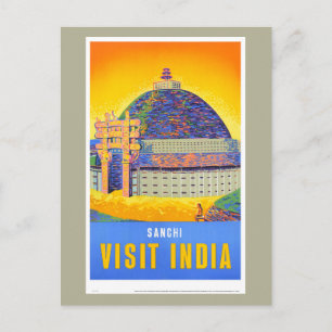 Sanchi Bezoek India Vintage Reisposter Briefkaart