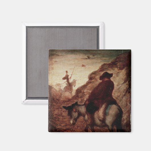 Sancho en Don Quixote, 19e eeuw Magneet (Voorkant / Achterkant)