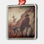 Sancho en Don Quixote, 19e eeuw Metalen Ornament (Links)