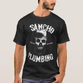 Sancho Laying Pipe Day and Night Plumbing Skull T-shirt (Voorkant)
