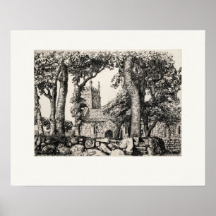 Sancreed Church Cornwall, Eleanor Hughes Herdruk Poster