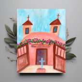 Sanctuario de Chimayo Waterverf New Mexico CUSTOM Briefkaart