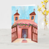 Sanctuario de Chimayo Waterverf New Mexico CUSTOM Kaart (Gele Bloem)