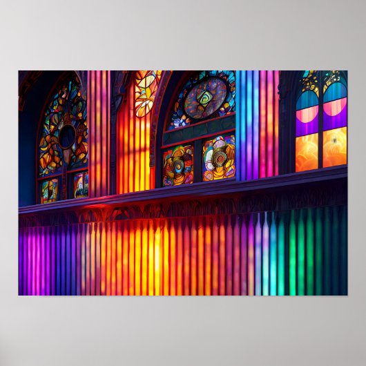 Sanctuarium | Rainbow Church Interior Poster (Voorkant)