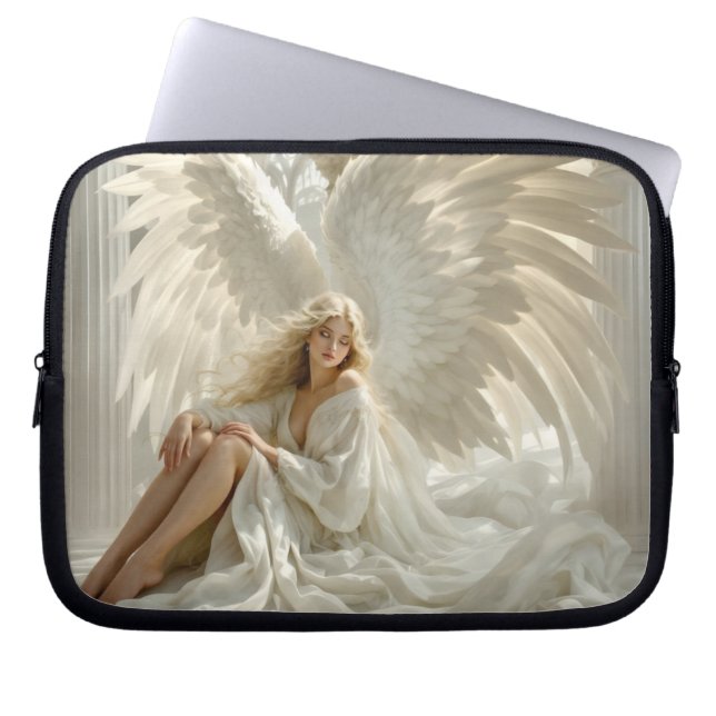 Sanctum of Wings: Engel in de Hallen van Licht Laptop Sleeve (Voorkant)