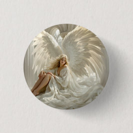 Sanctum of Wings: Engel in de Hallen van Licht Ronde Button 3,2 Cm