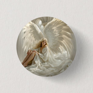Sanctum of Wings: Engel in de Hallen van Licht Ronde Button 3,2 Cm
