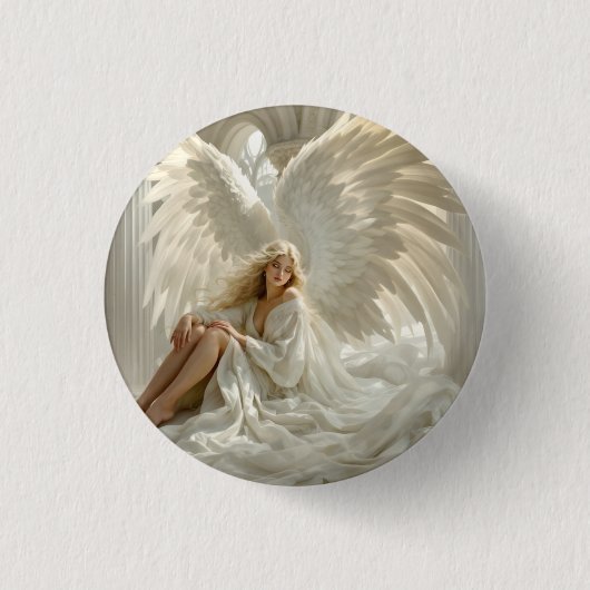 Sanctum of Wings: Engel in de Hallen van Licht Ronde Button 3,2 Cm (Voorkant)