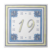 Sand and Blue Big House Number Tegeltje (Voorkant)