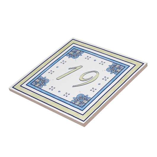 Sand and Blue Big House Number Tegeltje (Zijkant)