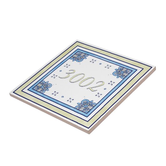 Sand and Blue Small House Number Tegeltje (Zijkant)