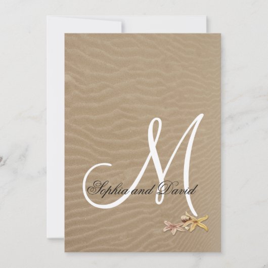 Sand and Starfishes Beach Wedding Invitation Kaart (Voorkant)