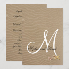 Sand and Starfishes Beach Wedding Invitation Kaart