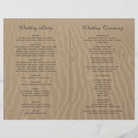 Sand and Starfishes Beach Wedding Program Flyer (Achterkant)