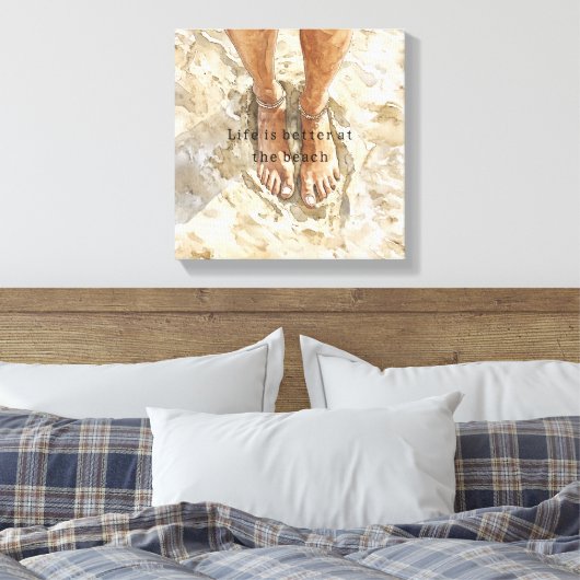 Sand Beach Barefoot Canvas Afdruk (Insitu (Slaapkamer))